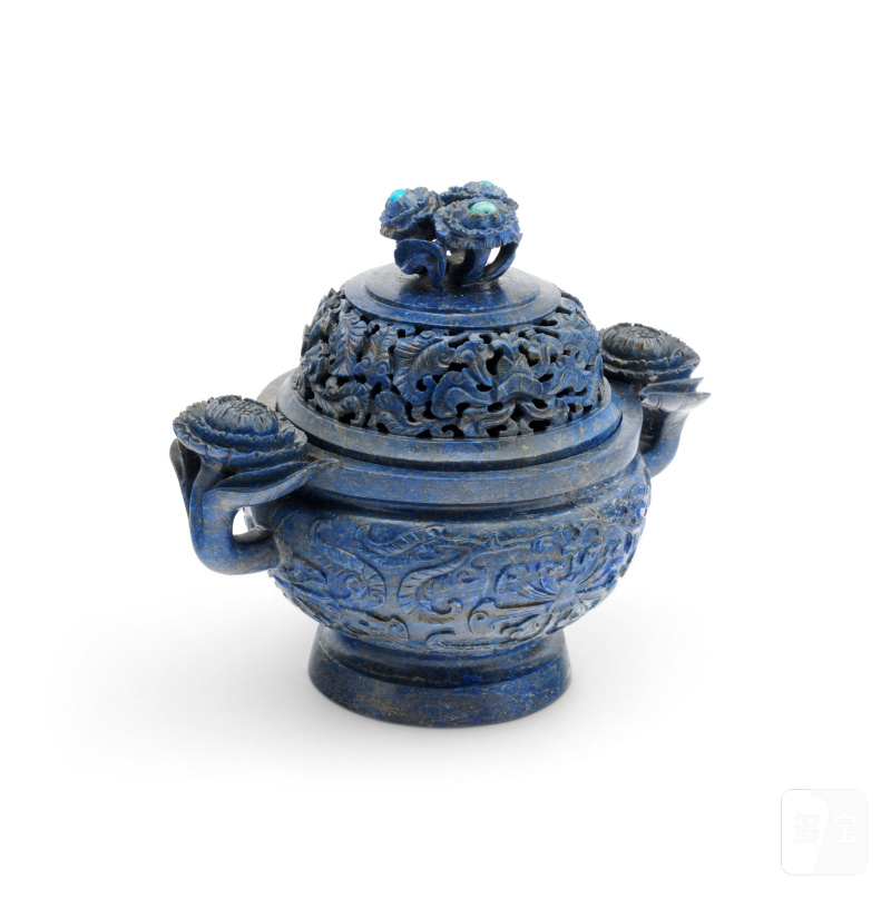 十九/二十世紀 青金石花卉紋香爐  CHINA, 19TH-20TH CENTURY - 图3
